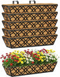 Y&M 24 Inch Window Deck with Coco Liner, Fence Metal Hanging Flower Planter Window Basket Deck Railing Planter Boxes for Outdoor Garden Lawn,6pcs