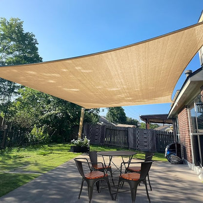 SUNLAX Sun Shade Sail 11' x 19' Sand Rectangle Canopy Sail Shade Cover UV Block Permeable Sunshade Outdoor for Patio Backyard Deck Pergola (We Make Custom Size)