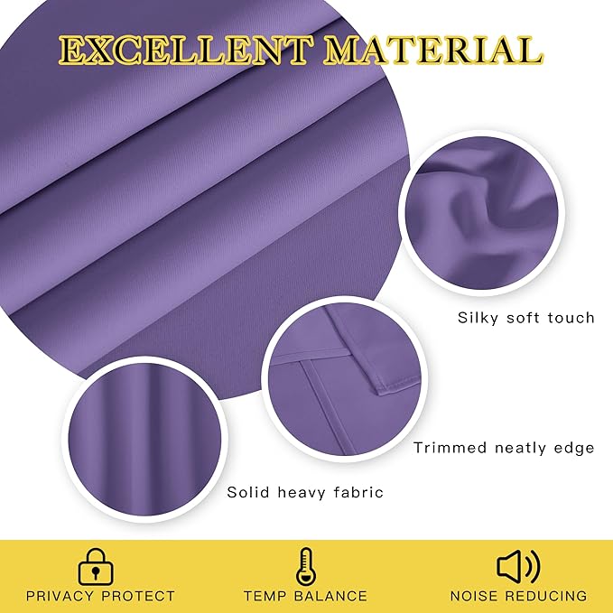 NICETOWN Privacy Room Divider Curtain Thermal Blackout Curtain for Patio Door, Living Room, Bedroom Partition and Shared Office Space, 1 Grommet Panel, Lilac Purple, 100 inch x 108 inch Long