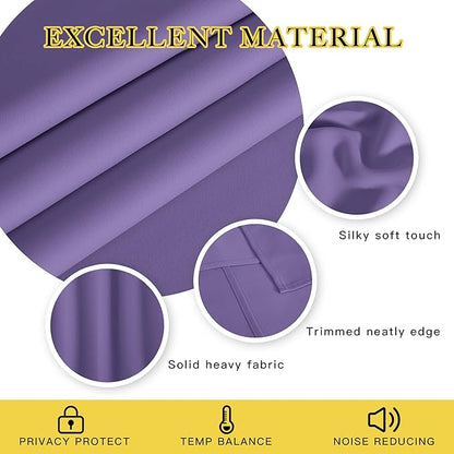 NICETOWN Sliding Door Curtain 108 Inches Long - Blackout Thermal Insulated Grommet Room Divider Privacy Drape for Patio Glass Door, 1 Panel, Lilac Purple, 100 Inch Extra Wide
