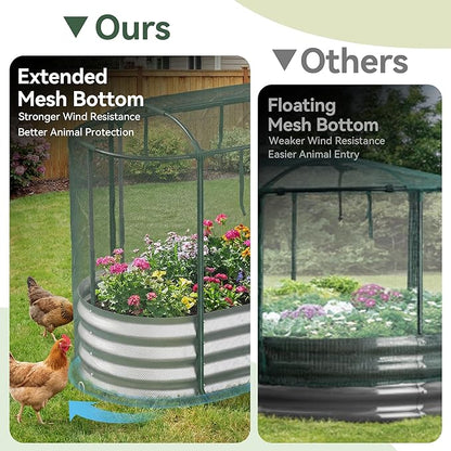 Raised Garden Bed with Sprinkler Timer and Self-Watering System, 4x2x1 ft Elevated Planter Boxes Outdoor with Mesh Cover, Galvanized Raised Beds for,Vegetables,Flowers, Backyard, Patio