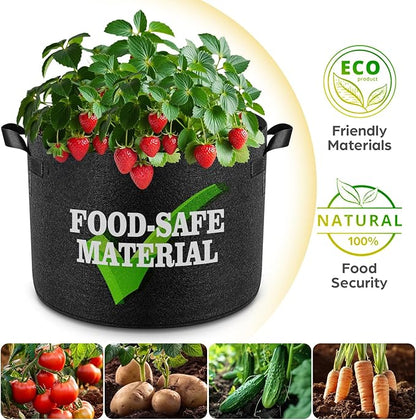 10 Pack 30 Gallon Grow Bags, Thickened Nonwoven Fabric Planter Pots with Handles, Heavy Duty 300G Garden Pots for Tomato, Potato and Vegetable