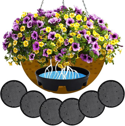 UPINS 12 Pcs Invisible Self Watering Planter, 5.3 Inches Insert Auto Hanging Basket Planter Watering Devices Plastic Soil Water Retaining Drip Pan Water Catcher Saucer for Window Box Basket