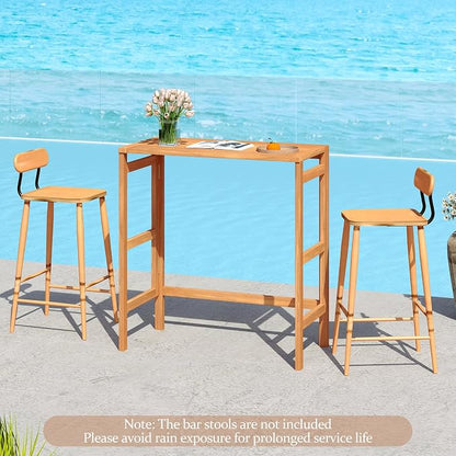 Tangkula Acacia Wood Outdoor Folding Bar Table, Patio Rectangle Counter Height - Image 6