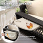 Khaki Brown Wicker Hanging Porch Swing for 3 with Cushion and Chains