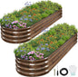 1MORE Galvanized Raised Garden Bed- Planter Garden Boxes Outdoor, Raised Beds for Gardening,Metal Garden Bed Kit for Vegetables Flower, Planter Raised Beds.8x2x1ft Grain-2pcs