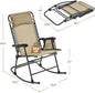 Rocking Chair Outdoor Folding Lounger, Beige Alloy Steel 26in