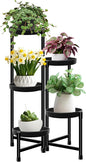 CASIMR Plant Stand Indoor Outdoor, Tall Black Metal Rustproof Stable Plant Stands, 5 Tier 31.6 inch Foldable Multiple Plants Rack Holder Rack Flower Pot Stand Heavy Duty Plant Shelf, Black