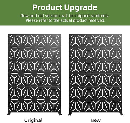 Casaphoria Metal Privacy Screen Outdoor, 72" H x 47" W Freestanding Decorative Privacy Screen for Patio Deck Balcony Garden with Stable Base, Black-Star