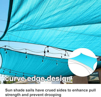SUNLAX Sun Shade Sail 8' x 10' Turquoise Blue Rectangle Canopy Sail Shade Cover UV Block Permeable Sunshade Outdoor for Patio Backyard (We Make Custom Size)