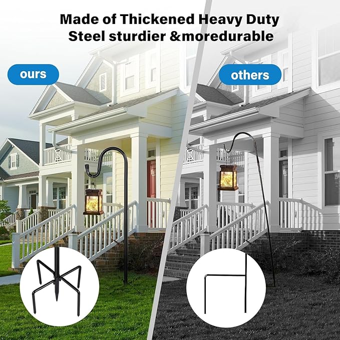Shepherd Hooks for Outdoor, ToyHotels 1 Pack 78 Inch Bird Feeder Pole with 5 Prongs Base for Hanging Lantern, Hummingbird Feeder, Lightweight Plant, Shepherds Hook for Bird Feeders for Outside