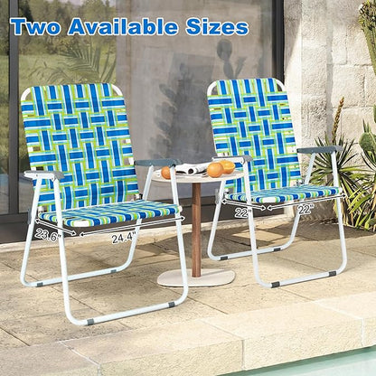 Chairs for Patio and Lawn: Oversized Blue Folding Set of 2, Metal Frame