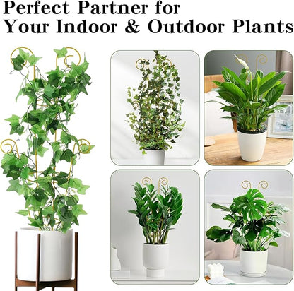 ZOUTOG Trellis for Climbing Plants Indoor 4 Pack 30 Inch,Rustproof Metal Garden Trellis for Potted Plants,Houseplant Support Indoor Outdoor for Ivy Pothos Monstera Hoya Flower Vines(Golden Round)