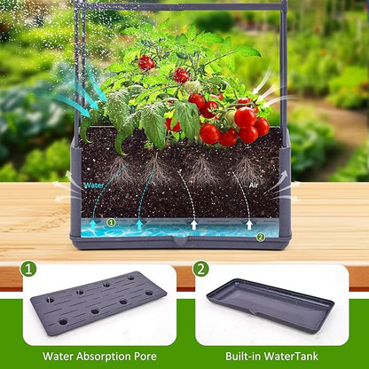 GENMOUS 2 Pack Rectangle 4 Tier Tomato Planter, Raised Garden Bed Tall 45'' Vertical Elevated Garden Planter Standing Garden Bed Planter Box with Drainage Holes Patio Balcony Porch Black