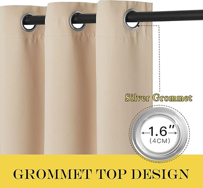 NICETOWN Blackout Curtain 102 inch Length, Grommet Thermal Curtain Room Darkening Sound Blocking Window Drape for Sliding Glass Door/Living Room (Biscotti Beige, W66 x L102, 1 Panel)