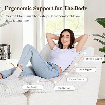 Boneless Chaise Lounge Chair Indoor, Adult Bean Bag Chair with Compressed Memory Foam, Comfy Back Support Sofa Bed Couch for Living Room Bedroom Office Apartment, No Assembly