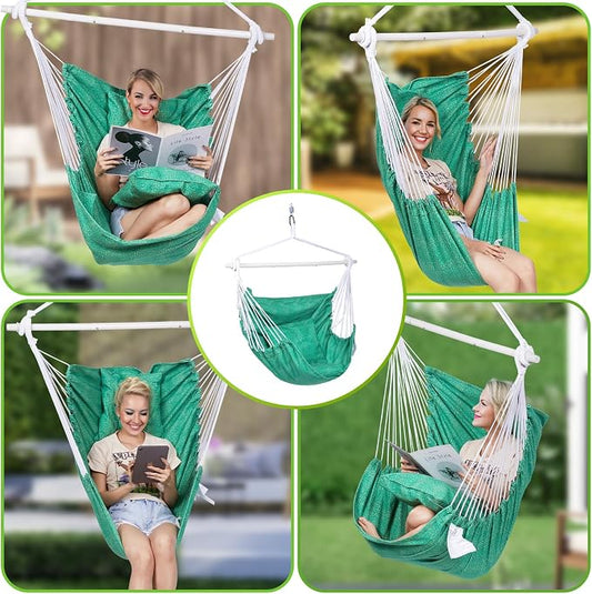 Hammock Chairs with Cushions and Hanging Kit, 500 lb Capacity