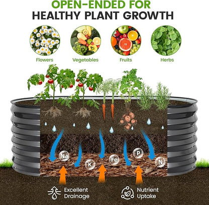 Galvanized Raised Garden Bed Outdoor |17'' Tall Planter Box Outdoor for Deep Root Plants | 2Pcs Raised Bed Kit for Gardening with Rubber Strip for Vegetables Flowers Fruits (Darkgrey, 4x2x1.4FT)
