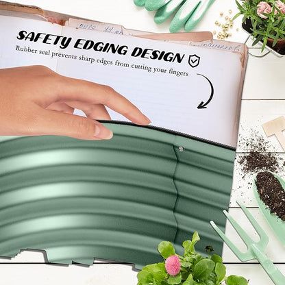Outsunny 6.5' x 2' x 1' Galvanized Raised Garden Bed Kit, Outdoor Metal Elevated Planter Box with Safety Edging, Easy DIY Stock Tank for Growing Flowers, Herbs & Vegetables, Green