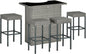 Outsunny 5 Piece Wicker Outdoor Bar Set, High Top Outdoor Table and Chairs, Bar Height Patio Set with Glass Table Top 2 Tier Storage Shelf and 4 Bar Stools for Garden, Poolside, Gray