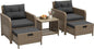 LHBcraft Outdoor Furniture 5 Piece Patio Conversation Set, PE Rattan Patio Set with Soft Cushions & Coffee Table, Outside Furniture with Hidden Ottoman for Porch, Lawn, Garden, Balcony, Black