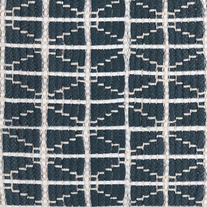 SIMPLIHOME Noreen Boho Square Pouf in Dark Blue and White Handloom Woven Pattern for the Living Room, Bedroom and Kids Room