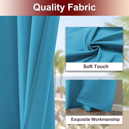 HolidayIdeas Grommet Outdoor Curtains for Patio Waterproof 8 Pcs All Weather Balcony Outside Curtains for Apartments, Gazebo, Pergolas, Porch, 54x84 Inch, Teal