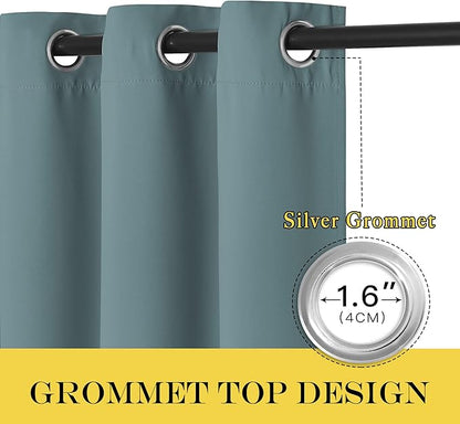 NICETOWN Blackout Greyish Blue Curtain for Bedroom - Window Treatment Thermal Insulated Grommet Solid Drapes Energy Saving Sound Reducing for Home Office (1 Panel, W52 x L54)