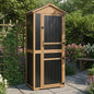Outdoor Storage Cabinet, Wood & Metal Garden Shed with Waterproof Asphalt Roof, Patio Organizer with 3 Fixed Shelves & Removable Shelf for Long Tools, Lockable Magnetic Doors for Backyard Garage Pool