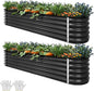 YITAHOME 17" Tall 9 in 1 Large Raised Garden Bed Kit, 8x2x1.4ft Galvanized Metal Planter Box with Gloves & Safety, Outdoor Above Ground Planters for Plants Vegetables Flowers, Black