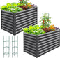 Quictent Galvanized Raised Garden Bed 4x3x1 Ft Metal Planter Box for Vegetables Bottomless for Backyard Dark Grey 2PCS