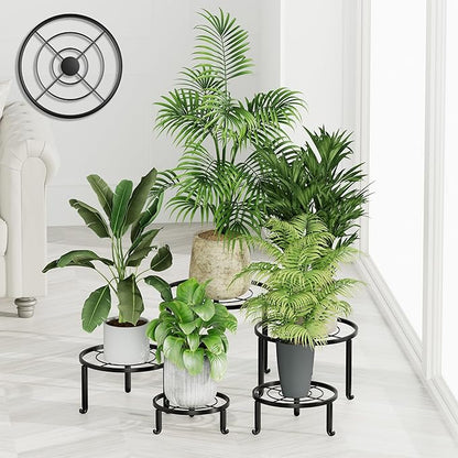 5 Pack Metal Plant Stand Indoor Outdoor Heavy Duty Rustproof Iron Flower Pot Stand Holder for Multiple Plants, Potted Holder Display Flower Shelf