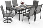 Pamapic 7-Piece Outdoor Dining Set, Patio Dining Set for 6, All-Weather Outdoor Patio Set with 2 Textilene Swivel Chairs & 4 Regular Chairs for Garden, Poolside, Deck，Gray