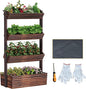 Vertical Wooden Raised Garden Bed Planters Wood Planter Kit Plant Stand Flower Rack Planter Box Gardening Plants Herbs Flowers Vegetables Outdoor Indoor Freestanding (Carbonized 4-Tier)