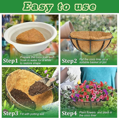 Y&M 2PCS 14" Round Coconut Fiber Liner Pre-Formed Replacement for 14'' Hanging Basket