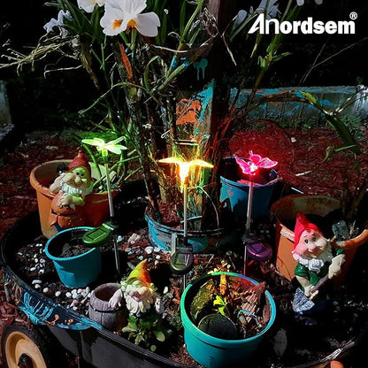 Anordsem Solar Garden Lights Outdoor: 3 Waterproof PVC Insect Stake Light Heads - Changeable Color LED Lighting for Gardener Yard Decoration - Christmas Gifts for Homeowners Over 30