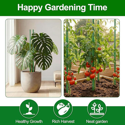 WAENLIR 16 Inch 24 Pack Extendable Garden Stakes Kit, DIY 4ft 5ft 6ft 7ft 8ft Plant Support Stakes with Connectors and Clips, Plastic Coated Metal Sticks for Tomato Indoor Outdoor