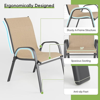 Patio Dining Chairs Set of 4 in Brown with Steel A-Frame