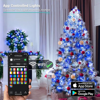 Brizled Smart String Lights, 196ft 600 LED Smart WiFi Color Changing Fairy Lights App Controlled, RGB Christmas Lights Clear Wire Work with Alexa & Google Home for Halloween Indoor Outdoor Tree Decor