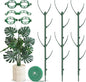 Plant Support Stakes, 6 Pcs Stackable Plant Support Poles with 20 Clips, 1 Roll Tie for Indoor Outdoor Monstera Climbing Plants, Green