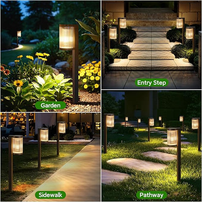 Solar Pathway Lights Outdoor, 4 Pack Upgraded Outdoor Solar Lights for Outside Super Bright Up to 12Hrs, IP65 Waterproof Solar Garden Lights for Yard Path Walkway Decor Landscape Lighting