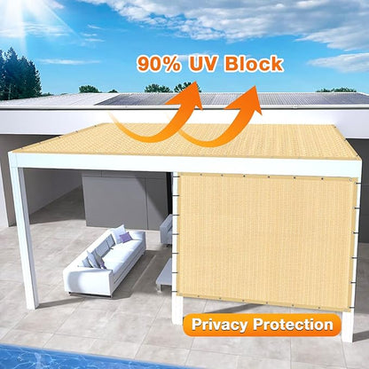 Artpuch Outdoor Pergola Shade Cover 12' X 20' Sun Shade Cloth with Grommets, 90% UV Protection Canopy Patio Privacy Screen (Customized Available) GN107, Wheat