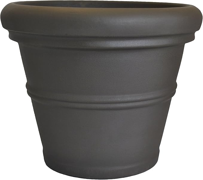 Tusco Products RR135ES Classic Rolled Rim Garden Planter, 13.5", Espresso