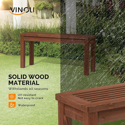 VINGLI Outdoor Wooden Bench, 40” Porch Bench Outdoor Backless Garden Bench, Small Outdoor Bench for Deck Patio Entryway