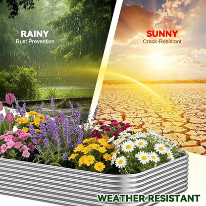 3 Pack Raised Beds for Gardening, Corrugated Galvanized Steel Raised Garden Bed, Outdoor Metal Above Ground Garden Bed for Vegetables and Flowers-4x2FT