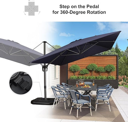 PURPLE LEAF 10'×13' Patio Umbrella with Base Included and Cover Outdoor Umbrella with Cover Extra Large Heavy Duty Cantilever Umbrella Navy Blue