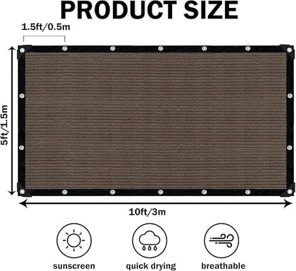 Sun Shade Cloth with Grommets,90% UV Protection Shade Fabric,Pergola Shade Cover Canopy Fence Privacy Screen Balcony,Brown Sunshades for Patio Pergola Garden Backyard Outdoor,Mocha-5x10FT