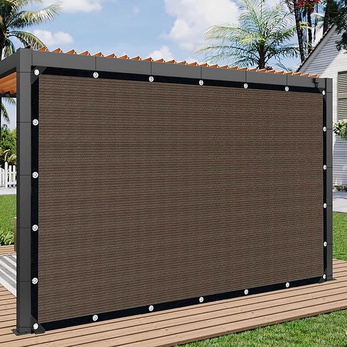 Sun Shade Cloth with Grommets,90% UV Protection Shade Fabric,Pergola Shade Cover Canopy Fence Privacy Screen Balcony,Brown Sunshades for Patio Pergola Garden Backyard Outdoor,Mocha-8x16FT