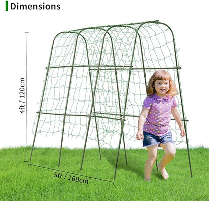 Lalahoni Cucumber Trellis, 65x48 inch Garden Trellis for Climbing Plants Outdoor, Metal Garden Arch Climbing Plant Support Vegetables Peas Beans Squash Cucumber Trellis for Raised Bed, Green