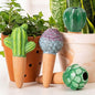 4 Pack Watering Globes - Terra Cotta Watering Spikes for Indoor Plants, Handcrafted Cactus Shape Self Watering Devices with Slow Release System, Plant Water Bulbs for Vacation & Outdoor Pots